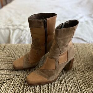 ♥️VINTAGE 8.5 BRAZILIAN LEATHER SUEDE PATCHWORK BOOTS